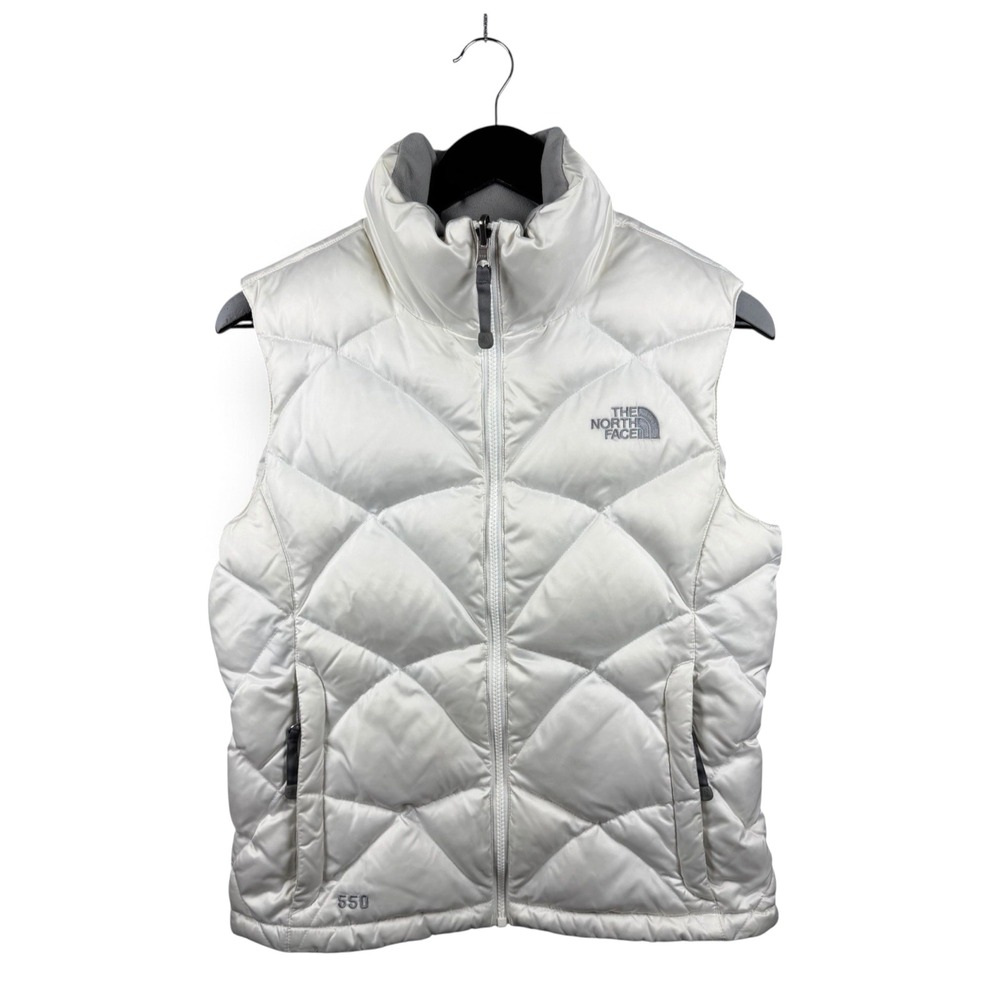 The North Face 550 White Goose Down Vest Women's Sz S Small Full Zip Puffer